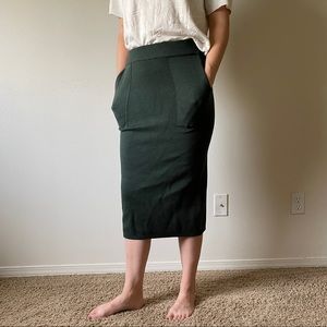 Forest Green Midi Pencil Skirt